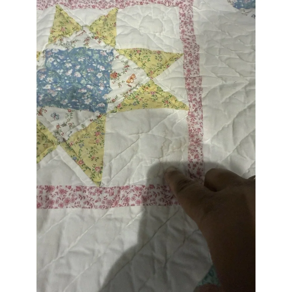 2 Piece Vintage‎ Quilted Pillow Shams Covers Pastel Colors SEE PHOTOS A